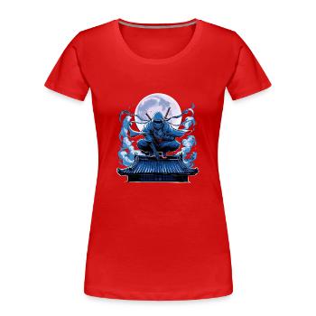 Mysteriöser Ninja-Krieger bei Vollmond für einen - Frauen Premium Bio T-Shirt - Rot - Vorne - Mia (176cm)