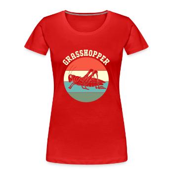 Heuschrecke - Frauen Premium Bio T-Shirt - Rot - Vorne - Mia (176cm)