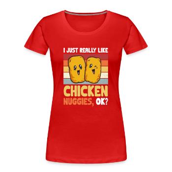 Nuggets de poulet Nuggets de poulet - T-shirt bio Premium Femme - rouge - Devant - Mia (176cm)
