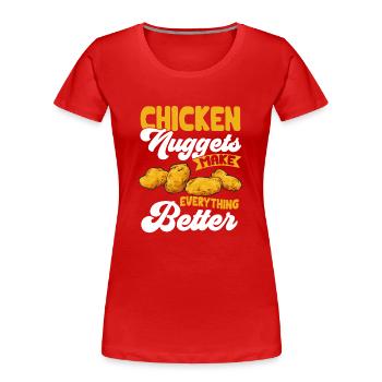 Nuggets de poulet Nuggets de poulet - T-shirt bio Premium Femme - rouge - Devant - Mia (176cm)