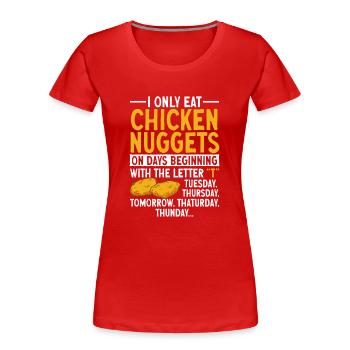 Nuggets de poulet Nuggets de poulet - T-shirt bio Premium Femme - rouge - Devant - Mia (176cm)
