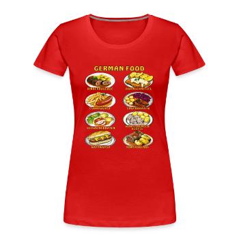 GERMAN FOOD - Frauen Premium Bio T-Shirt - Rot - Vorne - Mia (176cm)