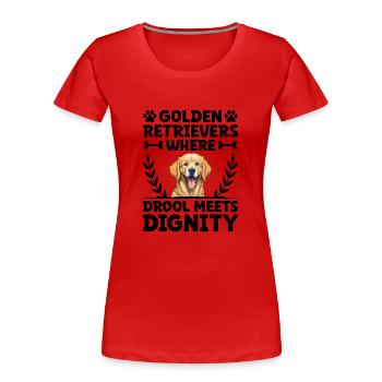 Golden Retrievers où la bave rencontre la dignité GR Dog - T-shirt bio Premium Femme - rouge - Devant - Mia (176cm)