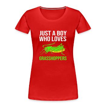 Heuschrecke - Frauen Premium Bio T-Shirt - Rot - Vorne - Mia (176cm)