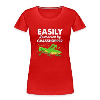 Grashüpfer Heuschrecke - Frauen Premium Bio T-Shirt - Rot - Vorne - Mia (176cm)