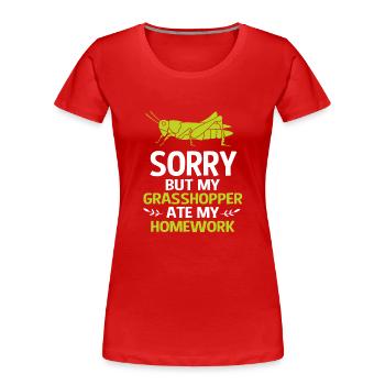 Grashüpfer Heuschrecke - Frauen Premium Bio T-Shirt - Rot - Vorne - Mia (176cm)