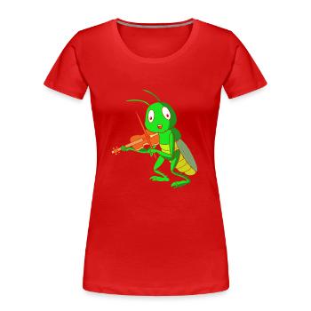 Grashüpfer Heuschrecke - Frauen Premium Bio T-Shirt - Rot - Vorne - Mia (176cm)