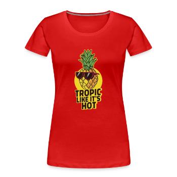 Retro Tropic Als wäre es heißer Ananas-Sommer - Frauen Premium Bio T-Shirt - Rot - Vorne - Mia (176cm)