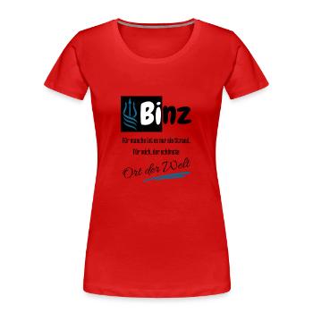 Binz for me the most beautiful place in the world - Rügen - Women's Premium Organic T-Shirt - red - Front - Mia (176cm)