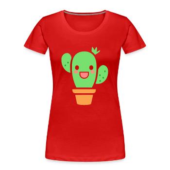 Kaktus - Frauen Premium Bio T-Shirt - Rot - Vorne - Mia (176cm)