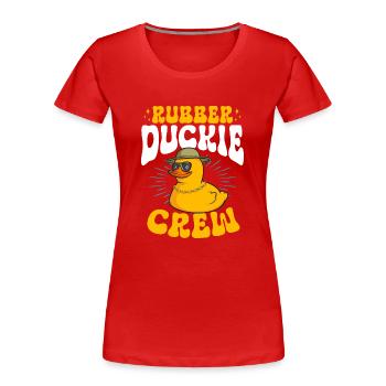 Quietscheentchen Quietscheente Gummiente - Frauen Premium Bio T-Shirt - Rot - Vorne - Mia (176cm)