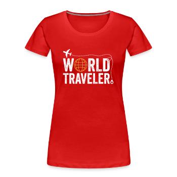Voyageur du monde - T-shirt bio Premium Femme - rouge - Devant - Mia (176cm)