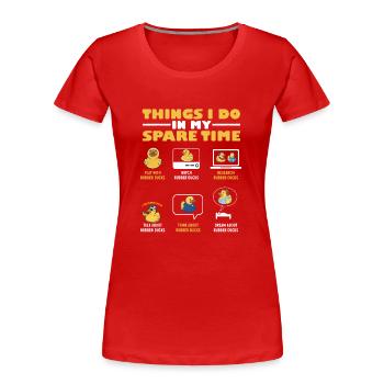 Quietscheentchen Quietscheente Gummiente - Frauen Premium Bio T-Shirt - Rot - Vorne - Mia (176cm)