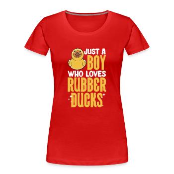 Quietscheentchen Quietscheente Gummiente - Frauen Premium Bio T-Shirt - Rot - Vorne - Mia (176cm)
