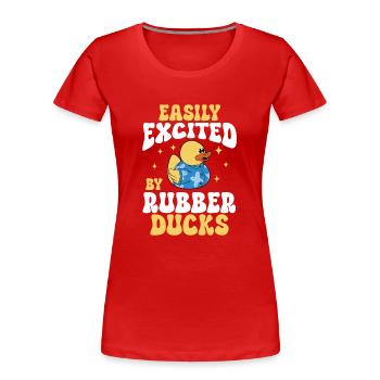 Quietscheentchen Quietscheente Gummiente - Frauen Premium Bio T-Shirt - Rot - Vorne - Mia (176cm)