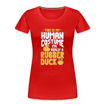 Quietscheentchen Quietscheente Gummiente - Frauen Premium Bio T-Shirt - Rot - Vorne - Mia (176cm)