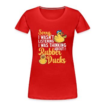 Quietscheentchen Quietscheente Gummiente - Frauen Premium Bio T-Shirt - Rot - Vorne - Mia (176cm)