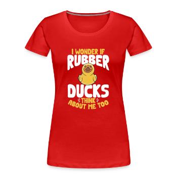 Quietscheentchen Quietscheente Gummiente - Frauen Premium Bio T-Shirt - Rot - Vorne - Mia (176cm)
