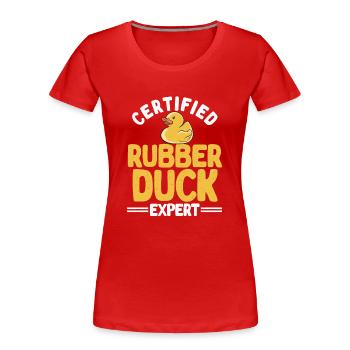 Quietscheentchen Quietscheente Gummiente - Frauen Premium Bio T-Shirt - Rot - Vorne - Mia (176cm)