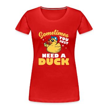 Quietscheentchen Quietscheente Gummiente - Frauen Premium Bio T-Shirt - Rot - Vorne - Mia (176cm)