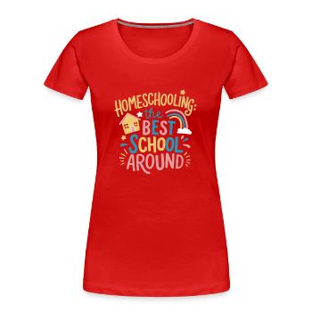 Homeschool Mom Dad Family Life Community Journey - Frauen Premium Bio T-Shirt - Rot - Vorne - Mia (176cm)