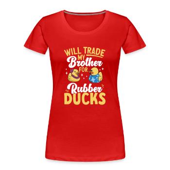 Quietscheentchen Quietscheente Gummiente - Frauen Premium Bio T-Shirt - Rot - Vorne - Mia (176cm)