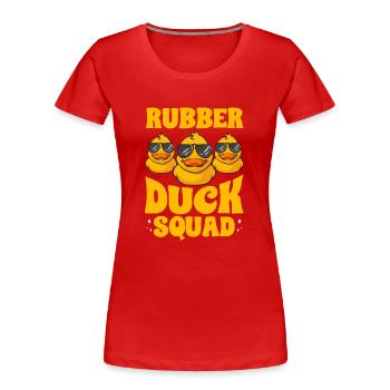 Quietscheentchen Quietscheente Gummiente - Frauen Premium Bio T-Shirt - Rot - Vorne - Mia (176cm)