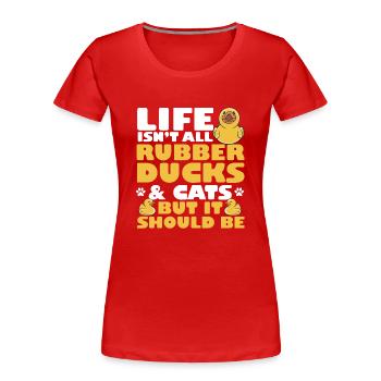 Quietscheentchen Quietscheente Gummiente - Frauen Premium Bio T-Shirt - Rot - Vorne - Mia (176cm)