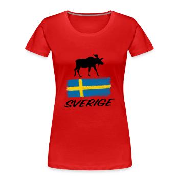 Sverige Elch Fahne Schweden Sticker Souvenir - Frauen Premium Bio T-Shirt - Rot - Vorne - Mia (176cm)