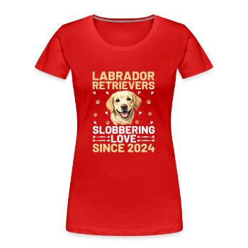 Labrador Retrievers Bave d’amour depuis 2024 Lab - T-shirt bio Premium Femme - rouge - Devant - Mia (176cm)