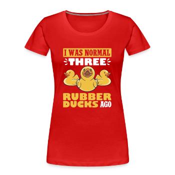 Quietscheentchen Quietscheente Gummiente - Frauen Premium Bio T-Shirt - Rot - Vorne - Mia (176cm)