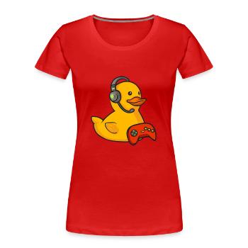 Quietscheentchen Quietscheente Gummiente - Frauen Premium Bio T-Shirt - Rot - Vorne - Mia (176cm)
