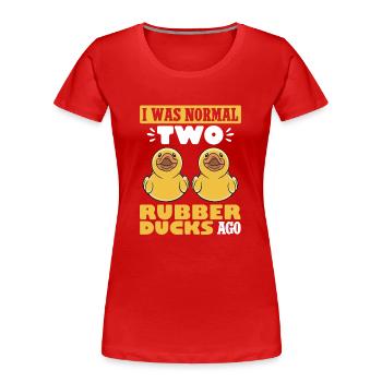 Quietscheentchen Quietscheente Gummiente - Frauen Premium Bio T-Shirt - Rot - Vorne - Mia (176cm)