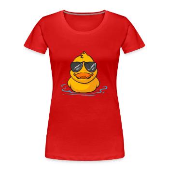 Quietscheentchen Quietscheente Gummiente - Frauen Premium Bio T-Shirt - Rot - Vorne - Mia (176cm)