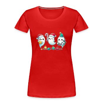Fantômes pour les fantômes de Noël - T-shirt bio Premium Femme - rouge - Devant - Mia (176cm)