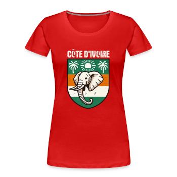 Map with the flag of the Ivory Coast, - Women's Premium Organic T-Shirt - red - Front - Mia (176cm)