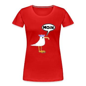 Moin Seagull Bottes en caoutchouc Bottes Speech Bubble - T-shirt bio Premium Femme - rouge - Devant - Mia (176cm)