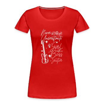 Never underestimate a girl with a bass guitar - Women's Premium Organic T-Shirt - red - Front - Mia (176cm)