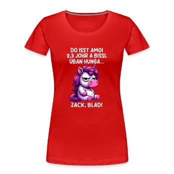 Zack Blad Funny Dialect Licorne - T-shirt bio Premium Femme - rouge - Devant - Mia (176cm)