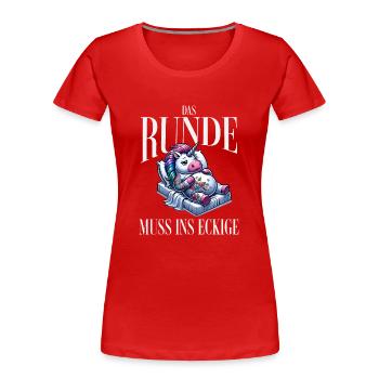 I'm tired so the round has to sleep in the square - Women's Premium Organic T-Shirt - red - Front - Mia (176cm)