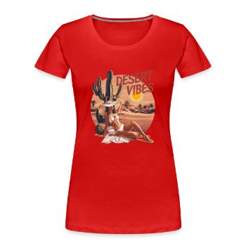 Sonnenuntergang Desert Vibes Urlaub Abenteuer - Frauen Premium Bio T-Shirt - Rot - Vorne - Mia (176cm)