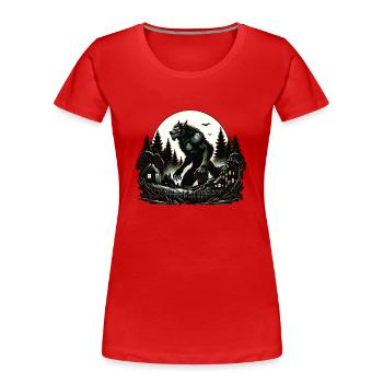 Esthétique loup-garou Lune - T-shirt bio Premium Femme - rouge - Devant - Mia (176cm)