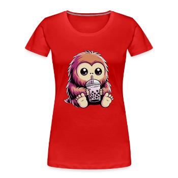 Thé à bulles Bigfoot - T-shirt bio Premium Femme - rouge - Devant - Mia (176cm)