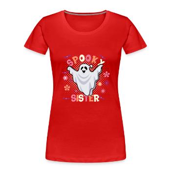 Funny Halloween Sister Spooky Sister - Women's Premium Organic T-Shirt - red - Front - Mia (176cm)
