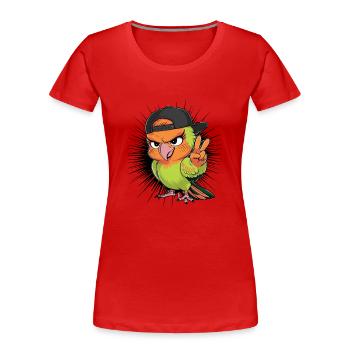 Cooler Papagei mit schwarzem Hut - Frauen Premium Bio T-Shirt - Rot - Vorne - Mia (176cm)