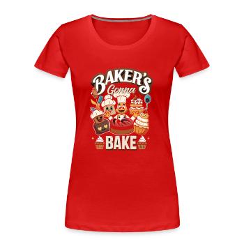 Bake the world a better place - Women's Premium Organic T-Shirt - red - Front - Mia (176cm)