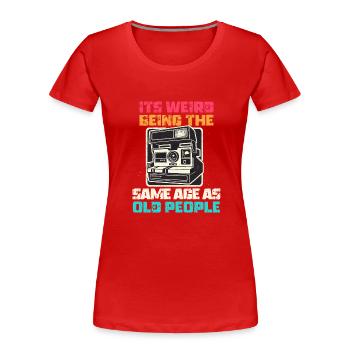 Jahrgang | Klassisch | Klassisch | Alt - Frauen Premium Bio T-Shirt - Rot - Vorne - Mia (176cm)