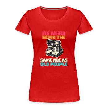 Jahrgang | Klassisch | Klassisch | Alt - Frauen Premium Bio T-Shirt - Rot - Vorne - Mia (176cm)
