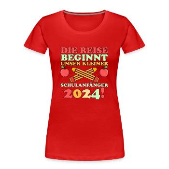 Parents Écolier École primaire Première classe Inscription - T-shirt bio Premium Femme - rouge - Devant - Mia (176cm)
