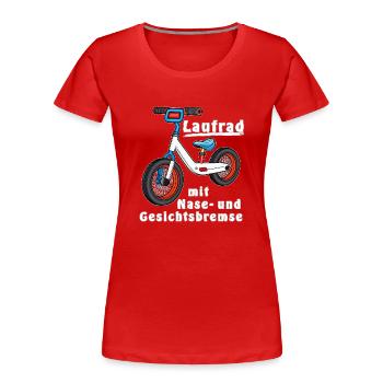 AISDRAISIENNE avec frein avant et frontal - T-shirt bio Premium Femme - rouge - Devant - Mia (176cm)
